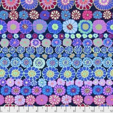 Stash - Row Flowers Blue | Kaffe Fassett for Free Spirit | Cotton by the 1/2 yd