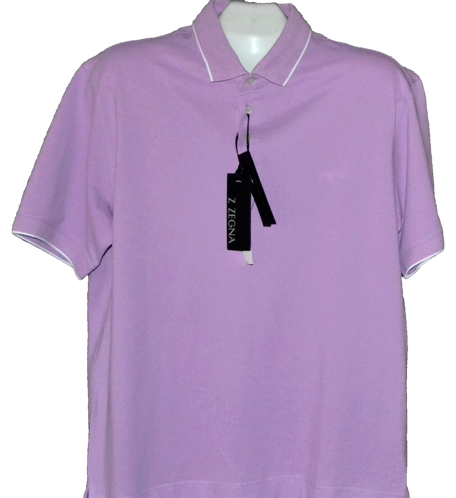 Z Zegna Mens Lavander Purple White Trim Cotton Polo T-Shirt Size 2XL 30290₽