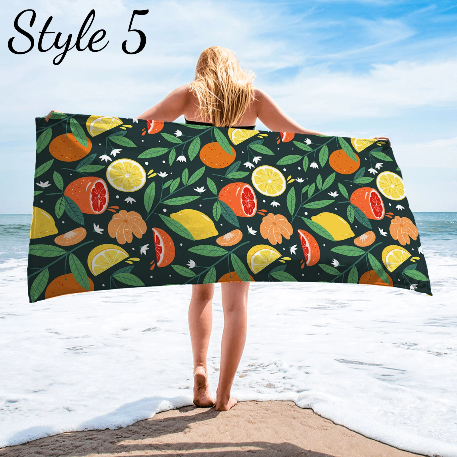 Citrus Fruit Beach Towel #1, Summer Lemon Lime Orange Pool Towel