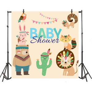 Cute Cartoon Animals Baby Shower Card Backdrop 8x8ft Background Prop