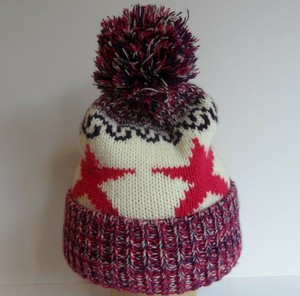 womens red bobble hat
