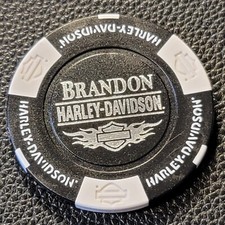 BRANDON HD ~ FLORIDA (Black/White design 1) Harley Davidson Poker Chip CLOSED