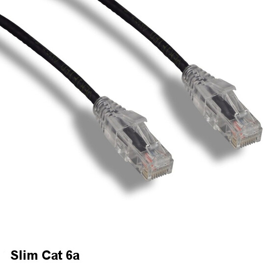 KNTK Black 15ft Slim Cat6a Ethernet Cable 10Gbps 28AWG RJ45 Network Wire