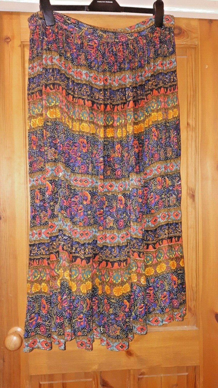Beautiful vintage red blue ethnic crinkle cotton ethnic hippie boho gypsy skirt image 5