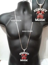Gold Red Konvict Music Arm Cuff Pendant Snake Franco Chain Necklace Hip Hop