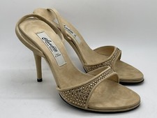 Vero Cuoio Women Shoes Beige Suede Crystal Size 35 Italy Retail 420 1016