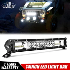 14'' Dual Row LED Light Bar Spot Flood Combo for Offroad 4WD UTV ATV Truck Jeep