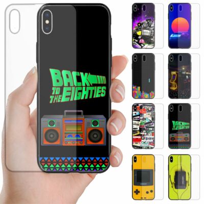 For Huawei Series 1980s Retro Trend Print Tempered Glass Mobile Phone Back Cover