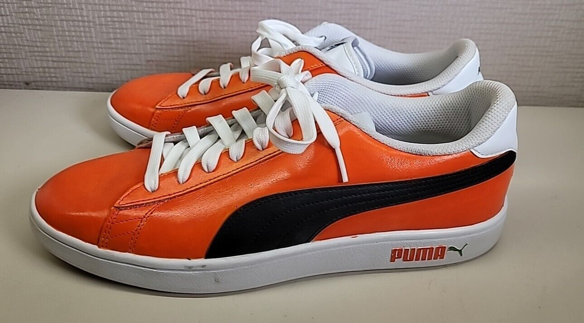 Puma Mens Smash V2 374513-01 Orange Black Casual Shoes Sneakers Size 12
