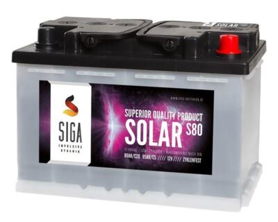 SIGA Solarbatterie 80AH 12V Wohnmobil Solar Batterie Versorgungsbatterie 70Ah