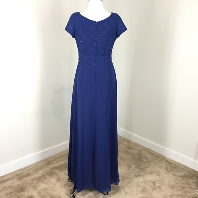 vm collection evening dresses Evening Dress VM Collection Blue Long Formal Gown M 8 Sequins **