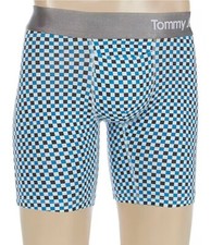 Tommy John Men  s Boxer Briefs M Fair Aqua Checkmate Cool Cotton 6" Ins.