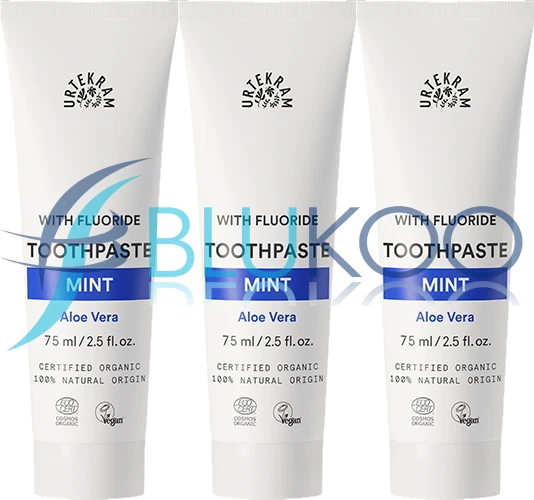Urtekram Organic Mint with FLUORIDE Toothpaste - 75ml (Pack of 3)