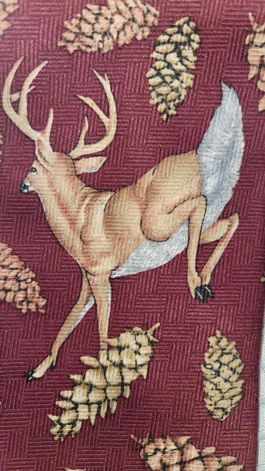 Corbata usada en excelente estado para hombre 56/3,5 REED St. James ciervo rojo/cono de pino hecha en EE. UU. 100 % poliéster Foto 2 de 4