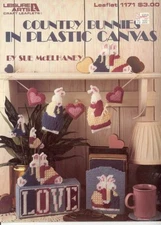 Country Bunnies in Plastic Canvas Leisure Arts Leaflet #1171 1988 MW160