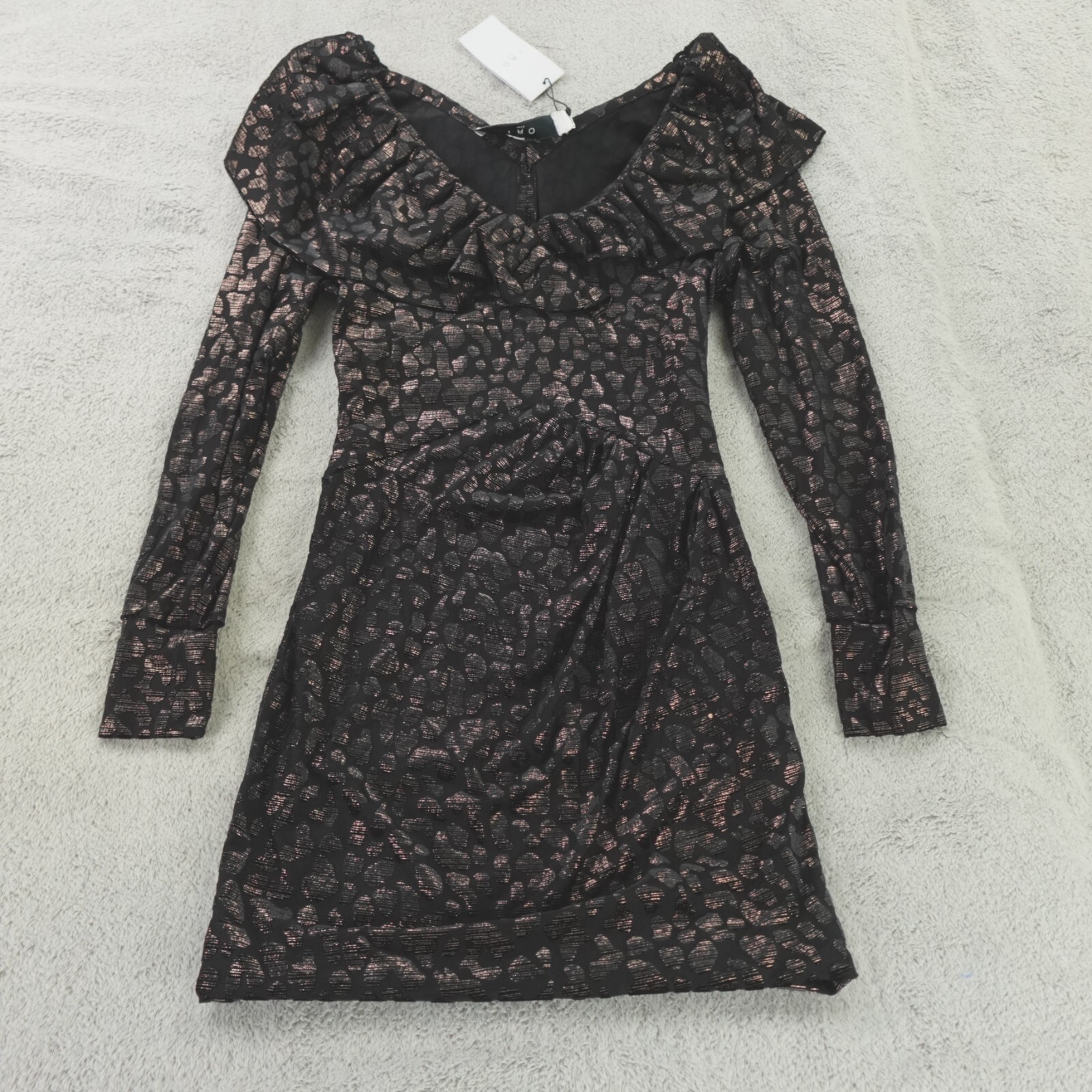 IRO Dress Womens 36 FR 4 US Black Bronze Metallic Animal Print Bruno