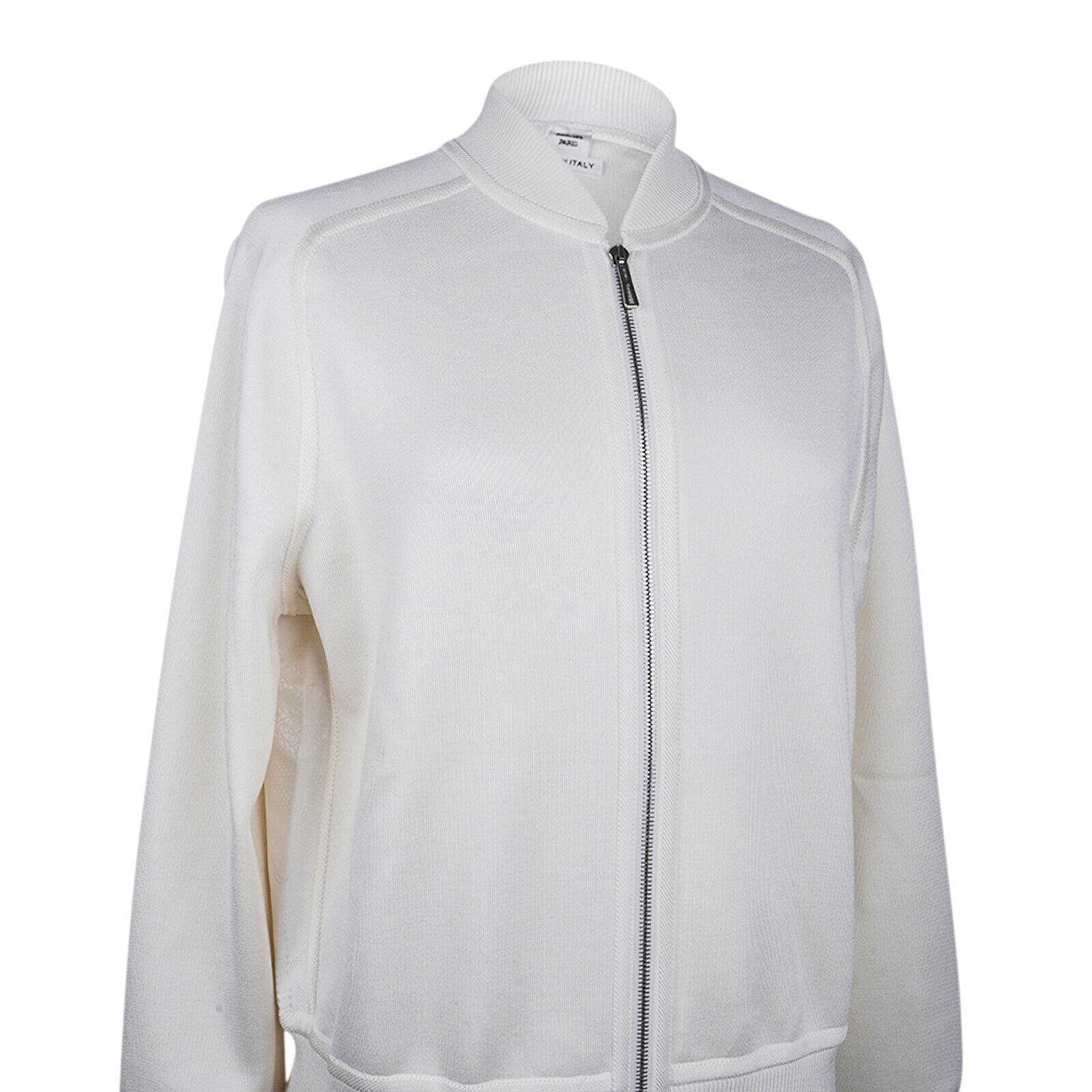 Hermes Cardigan Zip Clic Clac Winter White Jacket 38 / 6 New | eBay