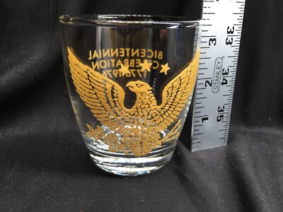 Vintage United States Bicentennial Celebration Rocks Whiskey Tumbler Glass Eagle
