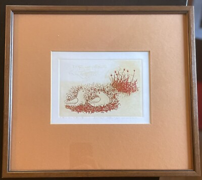 VTG Kenji Ushiku Signed Limited Edition Etching Birds In Nest - 61