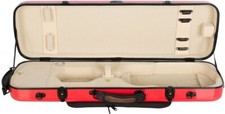 DE Violinkoffer Geigenkasten Glasfaser Oblong 4/4 M-case Rot - Creme