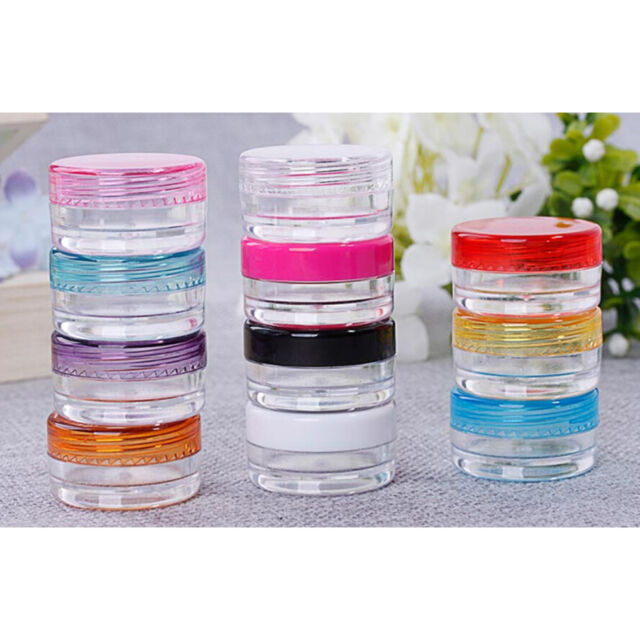 Small Plastic Cream Sample Mini Round Bottle Jar Pot Cosmetic Container Empty Kt