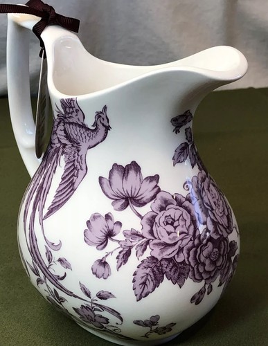 Spode Kingsley 1.5 Pt White Purple Birds Flowers Decor Porcelain Jug Pitcher BN - Picture 11 of 12