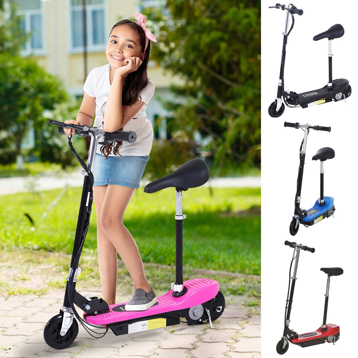 Ride on Adjustable Electric Scooter for Kids E Scooter 120W