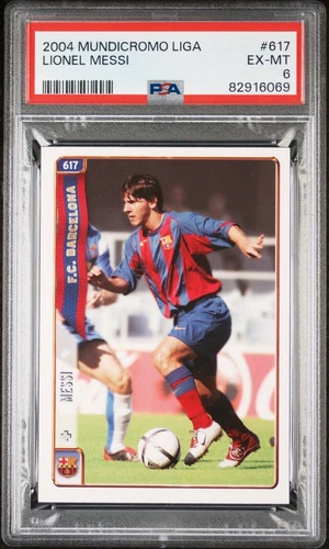 Rookie Messi Rare 2004 MUNDI CROMO LIGA LIONEL MESSI ROOKIE RC #617 PSA 6