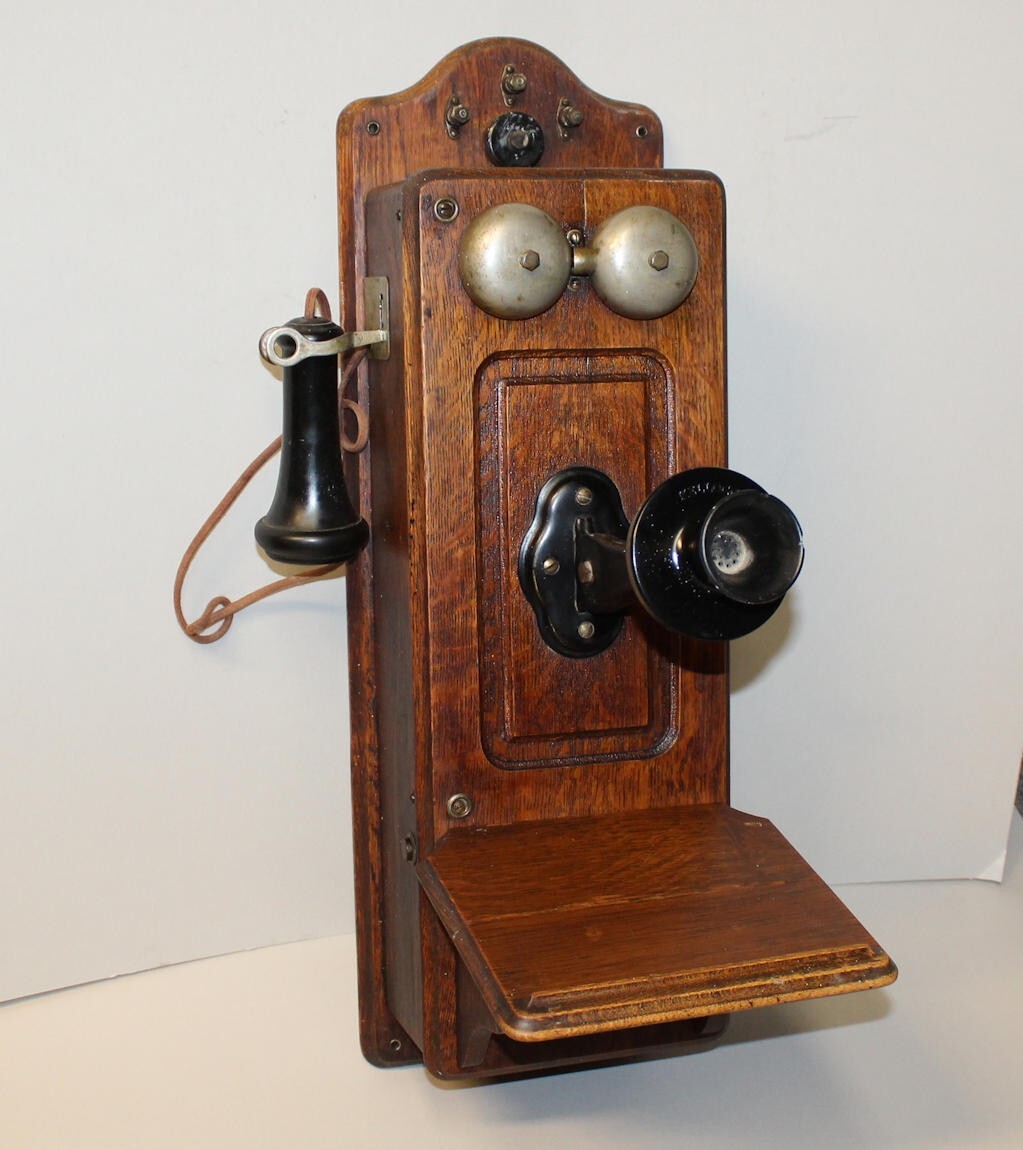 Antique Kellogg Company Oak Wall Mount Telephone eBay