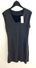BNWT mango suit dress pencil  Size L  1UK 2  office formal Grey Striped