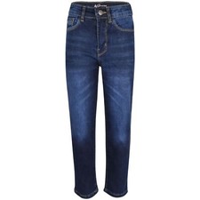 Boys Relaxed Straight Fit Boot Cut Dark Blue Jeans For Kids Cotton Jeans 5-14Yrs