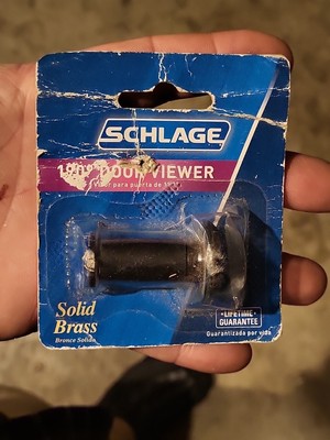 NOS Schlage Solid Brass 190 Degree Wide Angle Door Viewer Scope Peephole Bronze