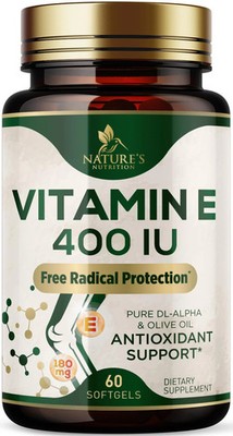 Vitamin E 400 IU Softgels (180mg DL-Alpha) for Women & Men, Supplement for Max