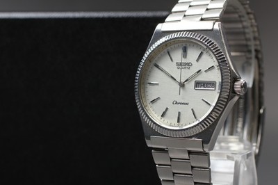 Vintage 1986 NMINT Seiko Chronos 7433-7010 Silver Textured Dial