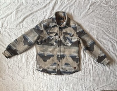 Jacks NY Men's Blue Gray Southwestern Aztec Print Jacket Zs M Button Up