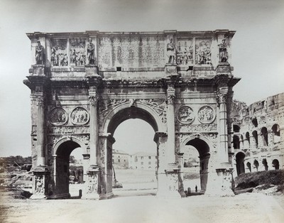 Italien, Rom, Konstantinsbogen, Kolosseum, 315 n. Chr., Originalabzug, 1850