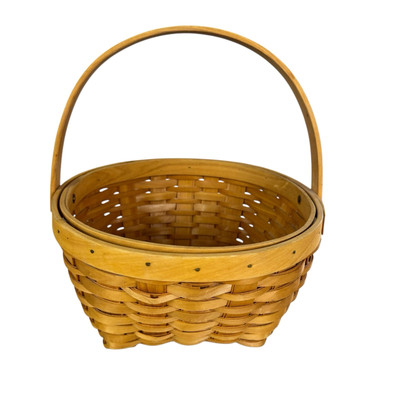 Country Woven Collection Grand Basket Round Moveable handle 10'' x 5''