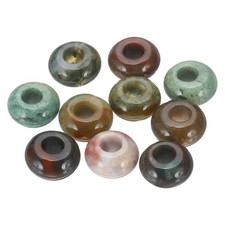 10 Pcs Natural Large Hole Gemstone Beads for DIY Jewelry Craft, Gem Green