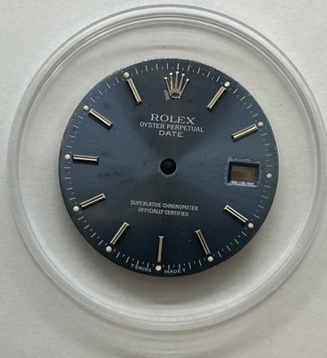 Rolex Oyster Perpetual Date Ref. 15000 Dial Blue Sunburst Tritium Vintage 34mm