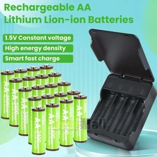1.5V High Capacity AA Li-ion Lithium Rechargeable Batteries LOT Optional Charger