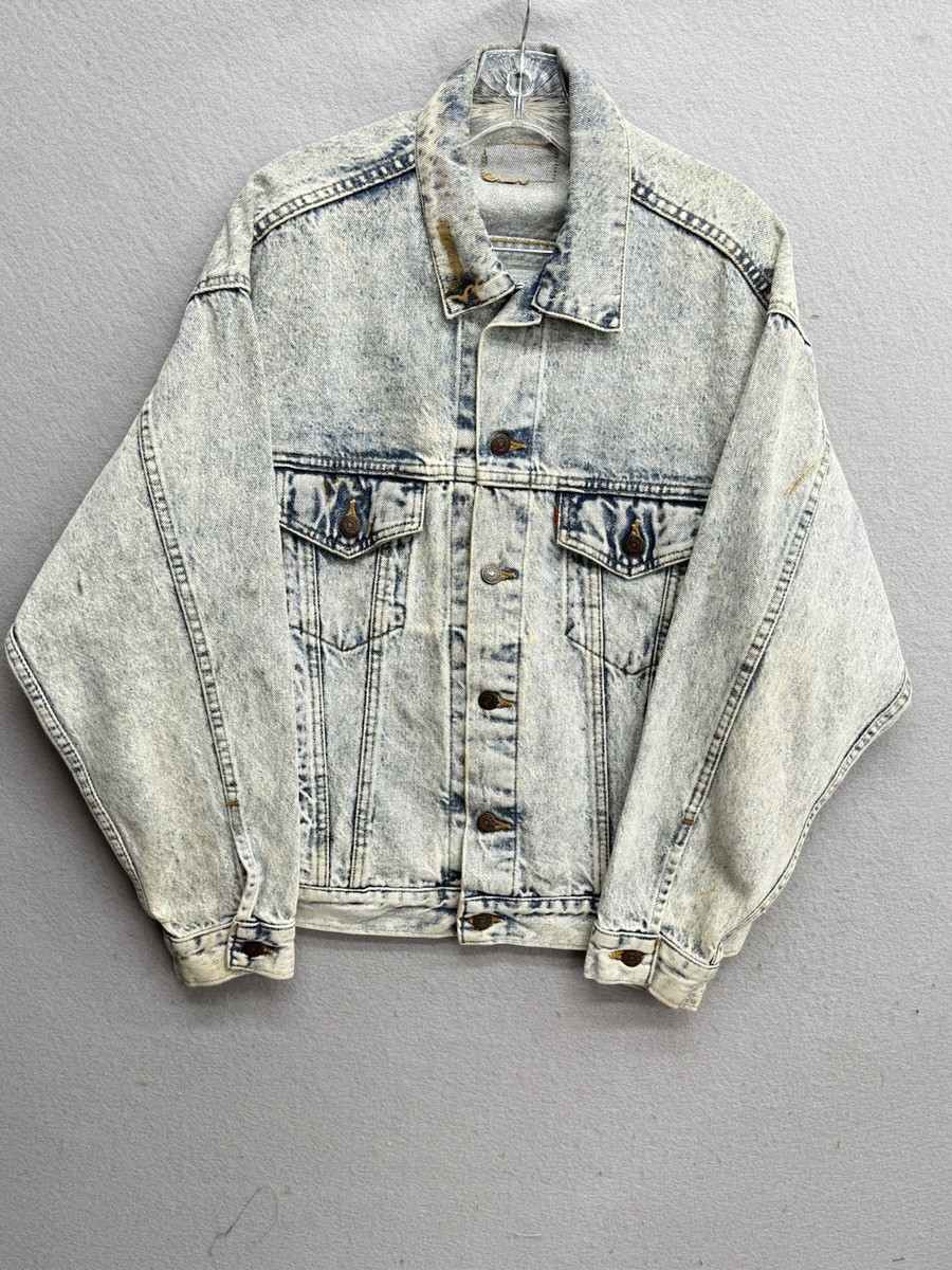 Vintage Levis Jacket Mens M 507 Denim Faded Distressed Stonewash