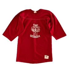 Vintage Georgia State Bulldogs Men Shirt S Red 70s Collegiate Pacific Football