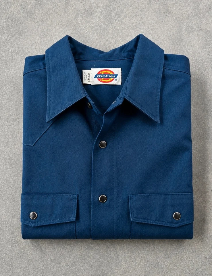 Chemise Dickies vintage femme bleu marine M – Taille 15½ 33 – Workwear - Photo 1/4