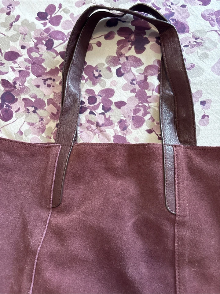 Large Classic Tote Hobo Bag Cotton Lined Suede By Merona - Image 3 of 4