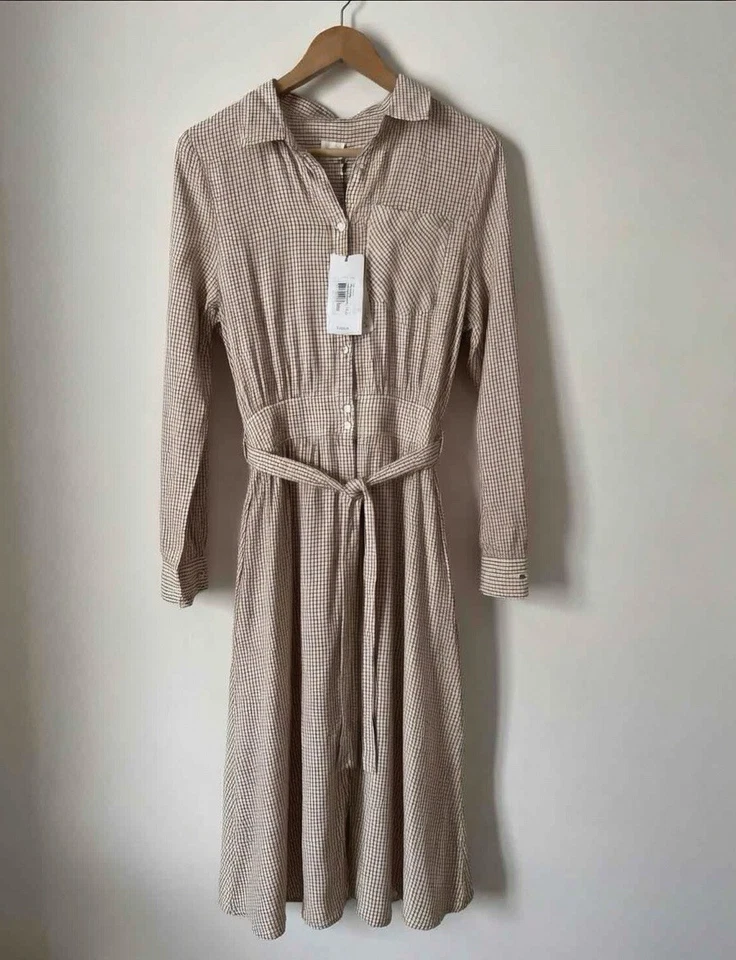 Robe flore en coton bio ecru à carreaux Ekyog 36 Neuve - Photo 2/4