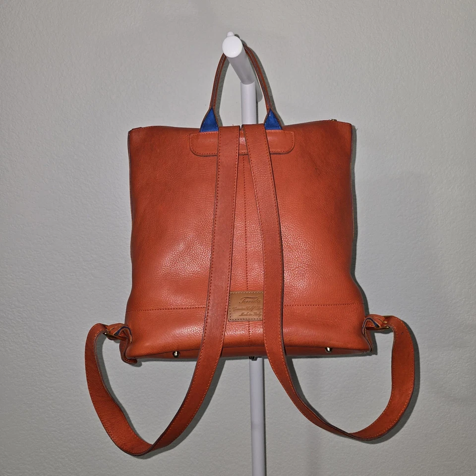 Mochila Terrida Veneciana Cuero de Becerro Naranja Cristal de Murano Hecha a Mano en Italia Foto 3 de 4