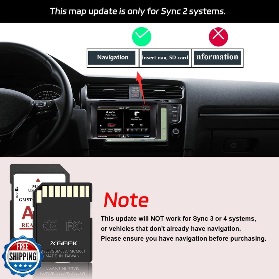 XGEEK A15 2025 Latest Navigation SD Card Accessory for Ford/Lincoln–Compatibl - Image 3 of 4