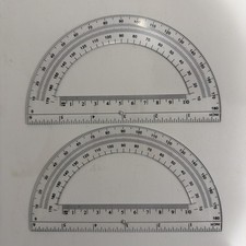 Set Of 2 Plastic Protractor, Math Protractor,180 Degrees, 6  , Clear, For Student