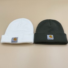 Carhartt Lot of 2 Toddler Beanies OSFM Black White Knit Watch Hat Logo USA Made