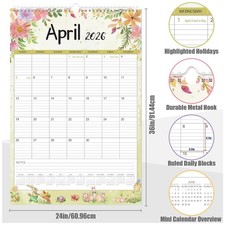 Extra Large Wall Calendar 2026,36"x 24" Vertical J